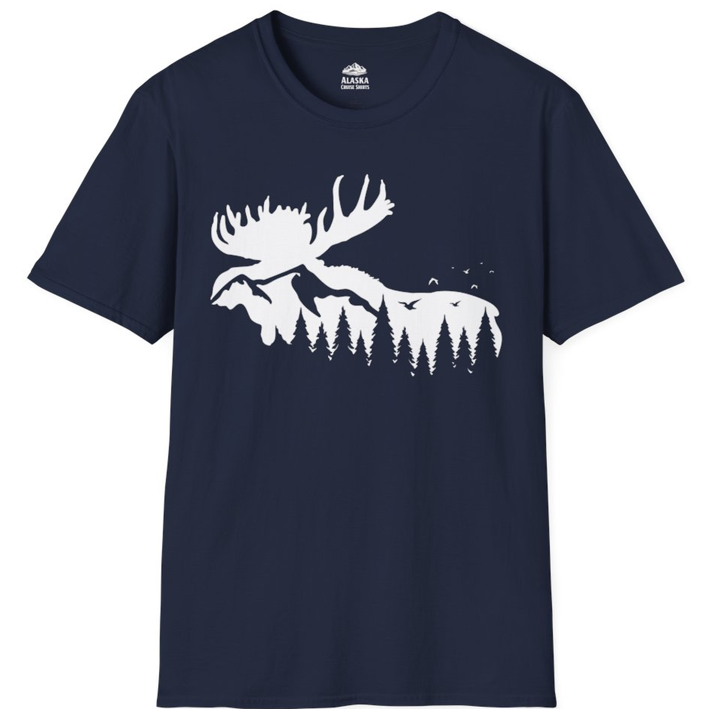 Moose Silhouette Forest Scene Shirt - Alaska Wilderness Nature Tee – Alaska Cruise Shirts