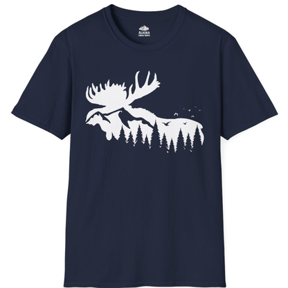 Moose Silhouette Forest Scene Shirt - Alaska Wilderness Nature Tee – Alaska Cruise Shirts