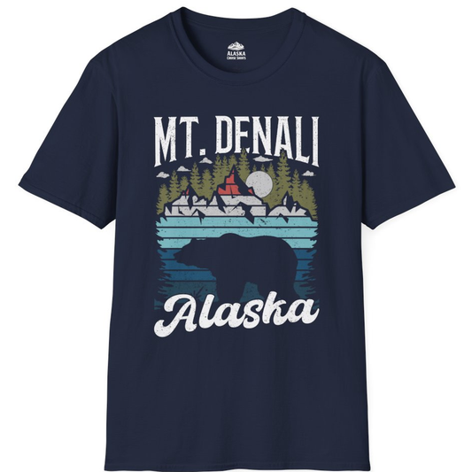 Mt Denali Alaska Bear Wilderness Shirt - Vintage Distressed Outdoor Tee – Alaska Cruise Shirts