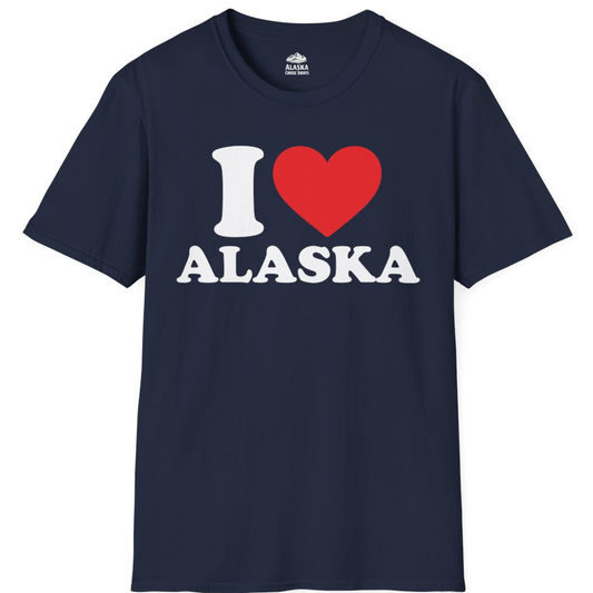 I Love Alaska Shirt - Bold Heart Graphic Retro Alaska Cruise Tee – Alaska Cruise Shirts