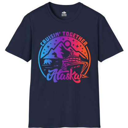 Alaska Cruise Shirt - Mountain Scenery Retro Wildlife Gradient Design – Alaska Cruise Shirts