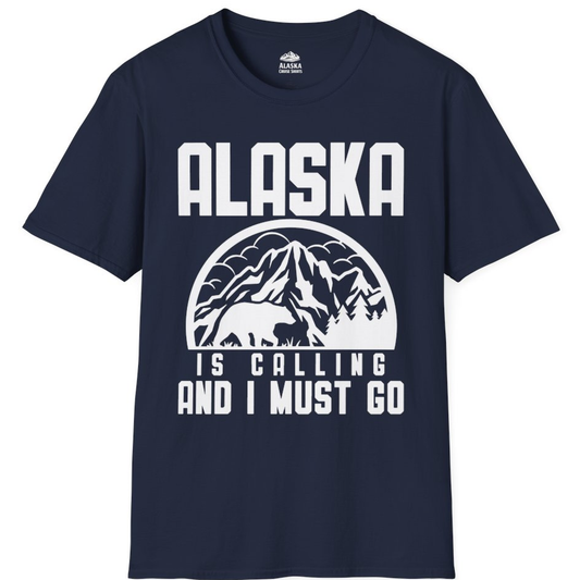 Alaska Is Calling Shirt - Mountain Bear Silhouette Adventure Tee – Alaska Cruise Shirts