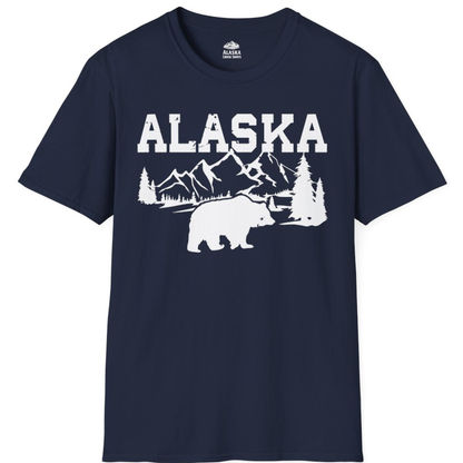 Alaska Bear Shirt - Wilderness Mountains and Trees Nature Silhouette Tee – Alaska Cruise Shirts