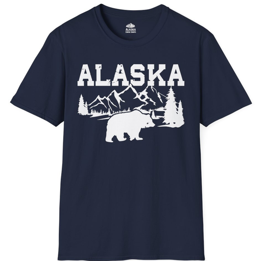 Alaska Bear Shirt - Wilderness Mountains and Trees Nature Silhouette Tee – Alaska Cruise Shirts