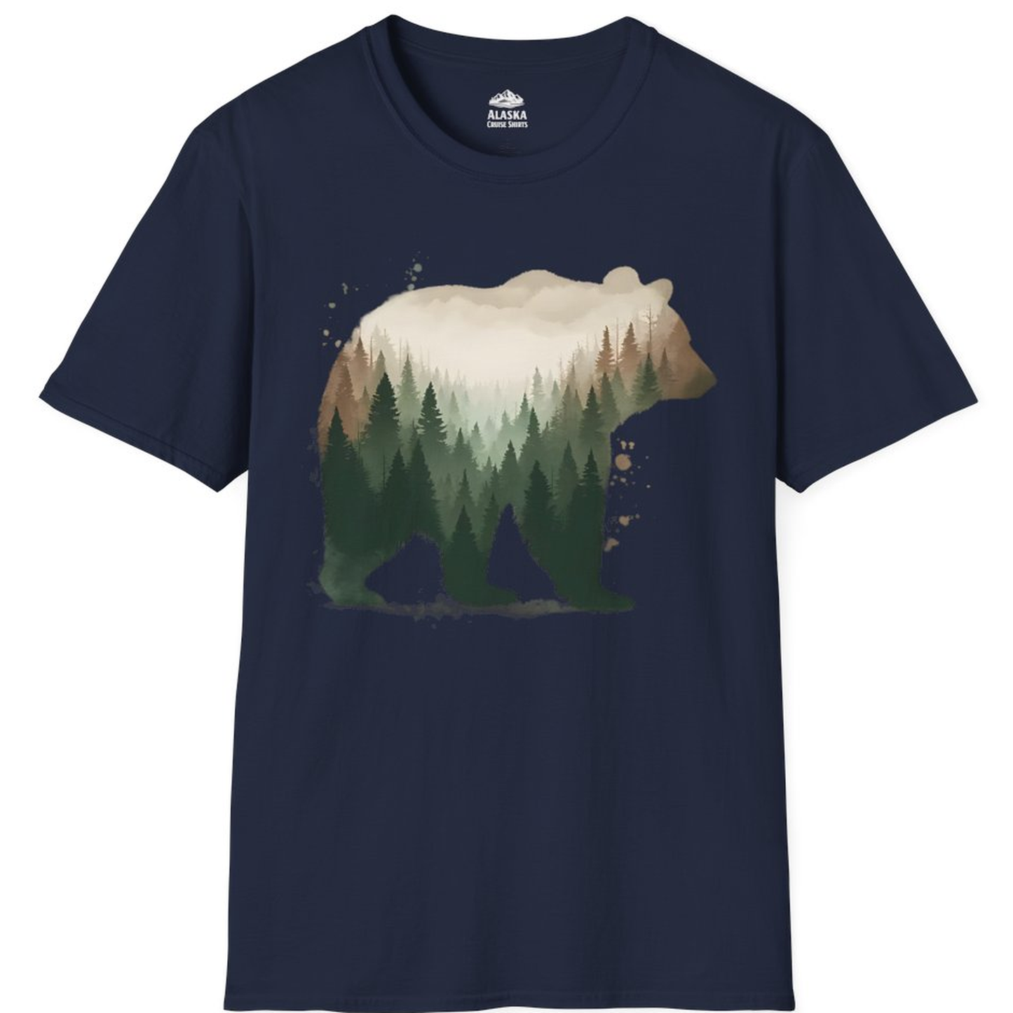 Double Exposure Bear Forest Shirt - Watercolor Nature Wildlife Tee – Alaska Cruise Shirts