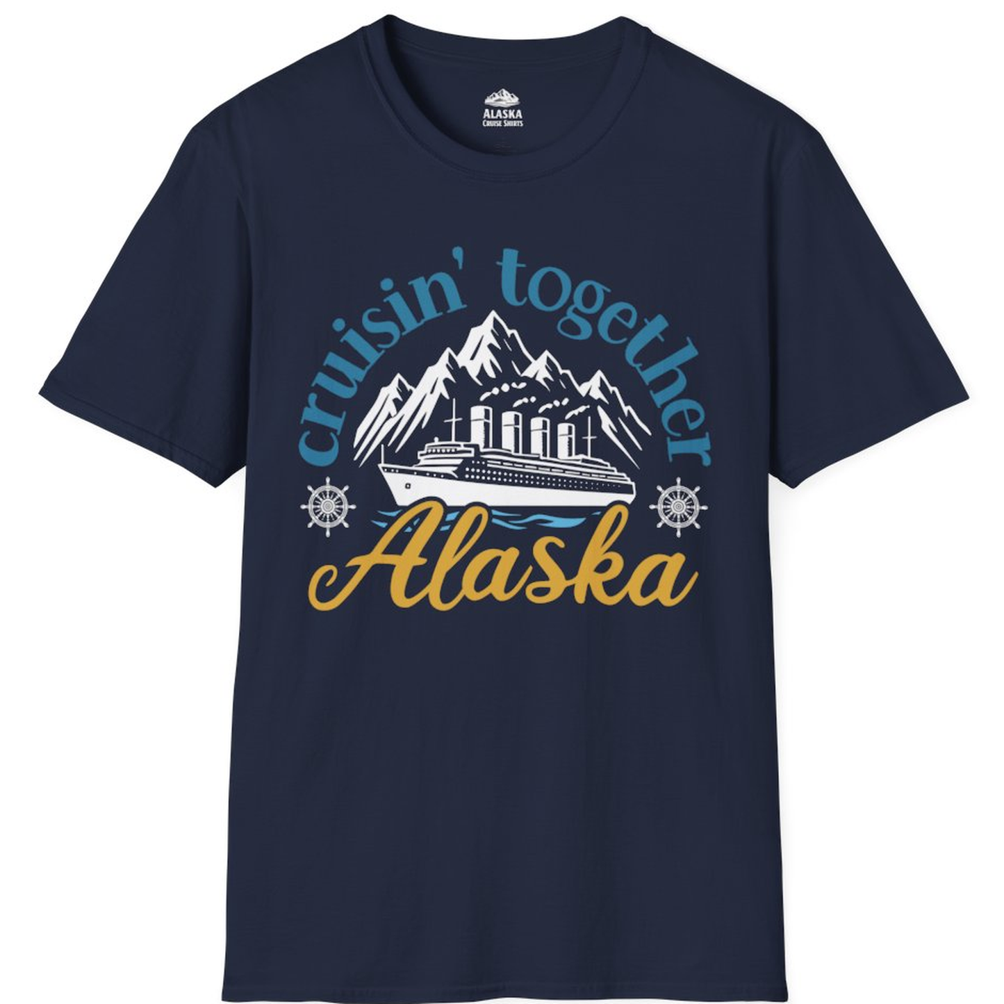 Alaska Cruise Adventure Shirt - Retro Mountains and Ship Graphic Tee – Alaska Cruise Shirts
