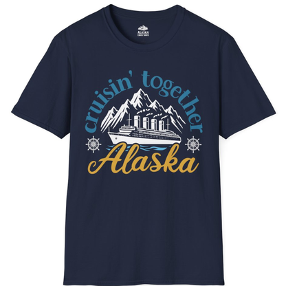 Alaska Cruise Adventure Shirt - Retro Mountains and Ship Graphic Tee – Alaska Cruise Shirts