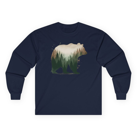 Double Exposure Bear Forest Shirt - Watercolor Nature Wildlife Tee – Alaska Cruise Shirts