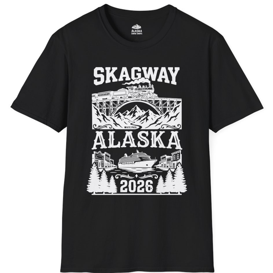 Skagway Alaska Cruise 2026 Shirt with Train and Mountains – Alaska Cruise Shirts