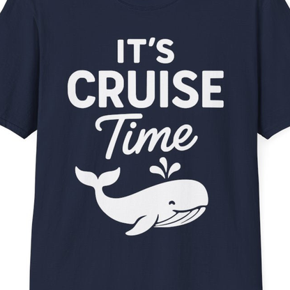 It's Cruise Time Whale Graphic Vacation Cruise Shirt – Navy – Alaska Cruise Shirts Close Up