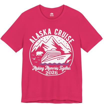 Alaska Cruise Adventure 2026 Shirt - Mountains Wildlife and Ship Retro – Fuchsia – Alaska Cruise Shirts