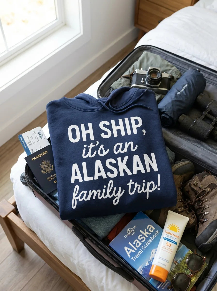 Lifestyle View — Funny Alaska Family Cruise Trip Statement Vacation Shirt — Hoodie