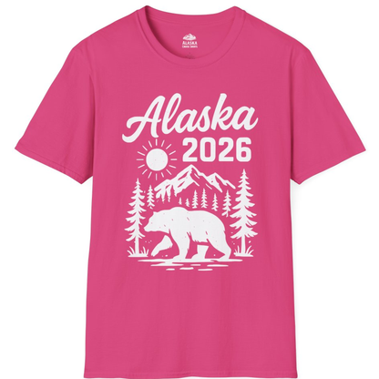 Alaska 2026 Bear and Mountains Nature Adventure Shirt – Heliconia – Alaska Cruise Shirts