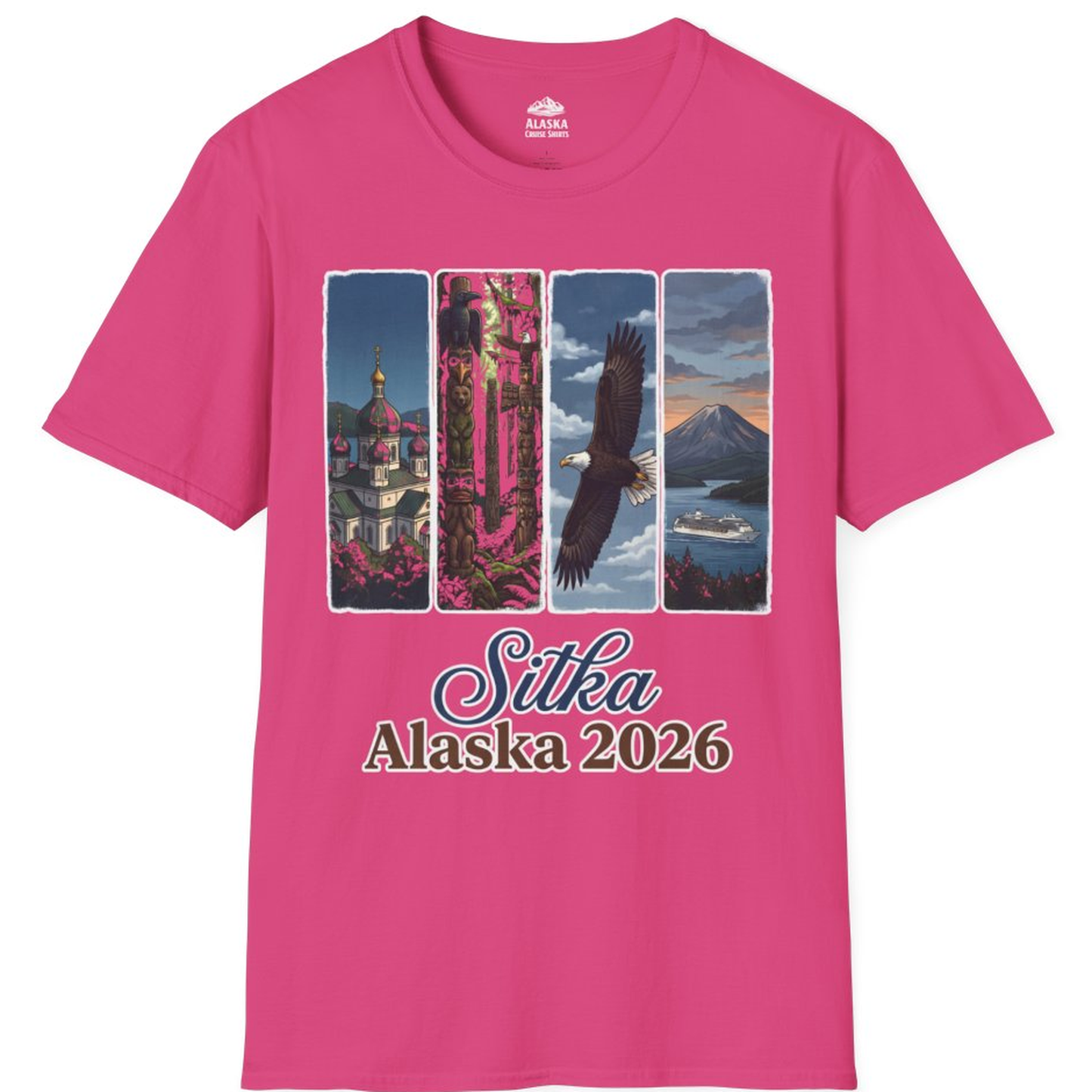 Sitka Alaska 2026 Cruise and Wildlife Souvenir Graphic Shirt – Heliconia – Alaska Cruise Shirts