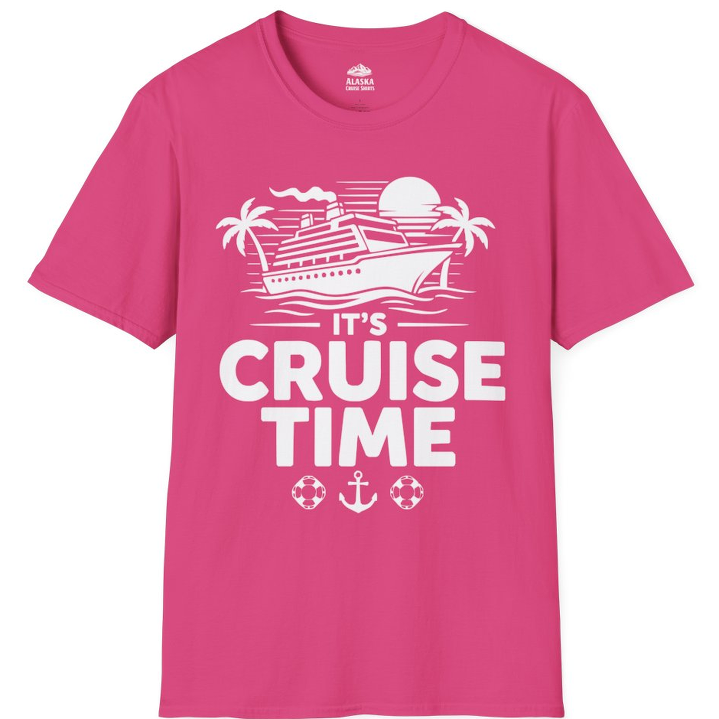 It’s Cruise Time Bold Nautical Vacation Shirt for Cruise Enthusiasts – Heliconia – Alaska Cruise Shirts