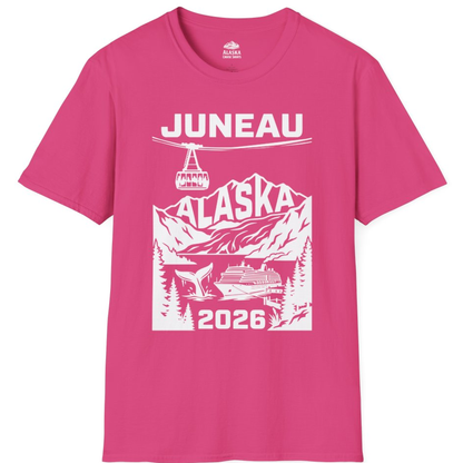 Juneau Alaska Cruise 2026 Scenic Whale and Cable Car Shirt – Heliconia – Alaska Cruise Shirts