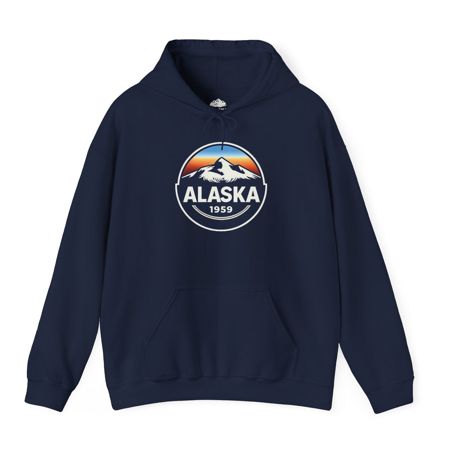 Alaska 1959 Retro Mountain Sunset Badge hoodie Vintage Statehood hoodie — Hoodie Hoodie – Alaska Cruise Shirts