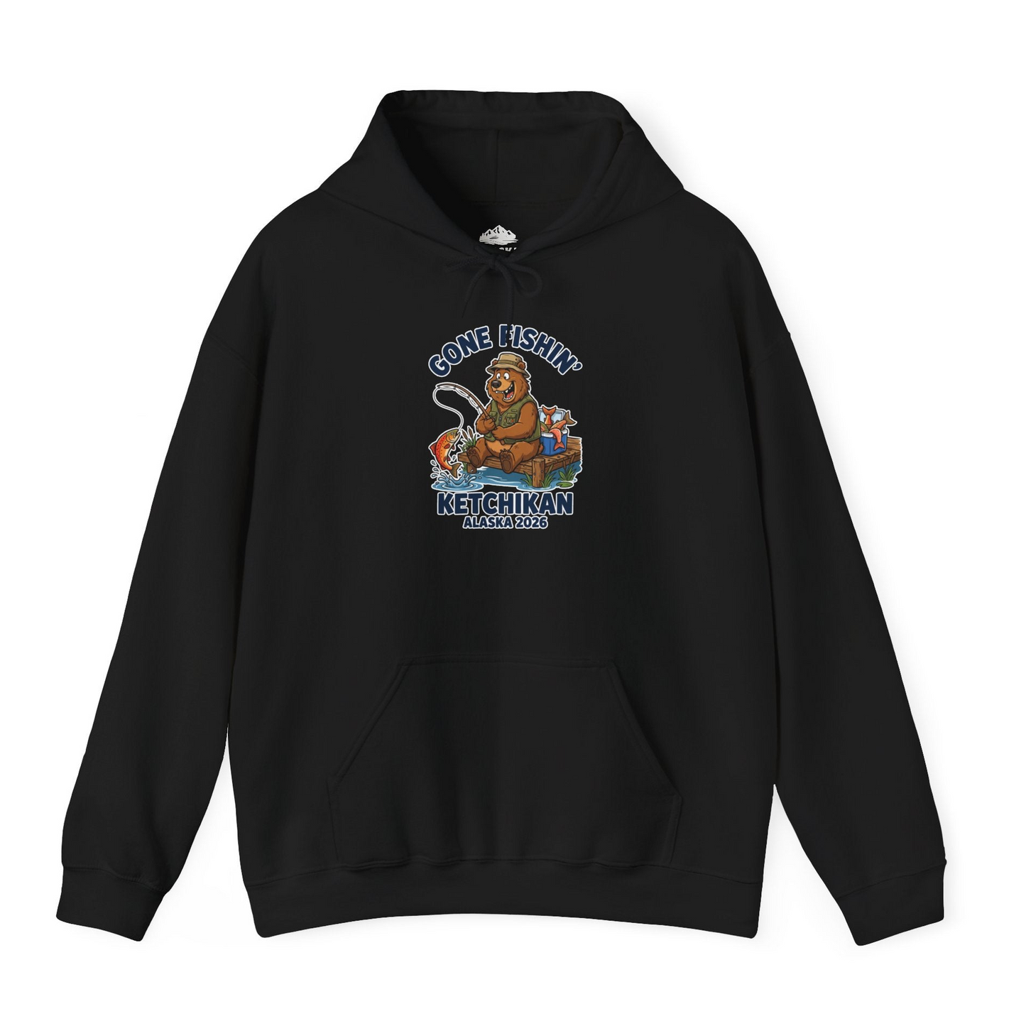 Gone Fishin Ketchikan Alaska 2026 Cartoon Bear Souvenir Shirt — Hoodie Hoodie – Alaska Cruise Shirts