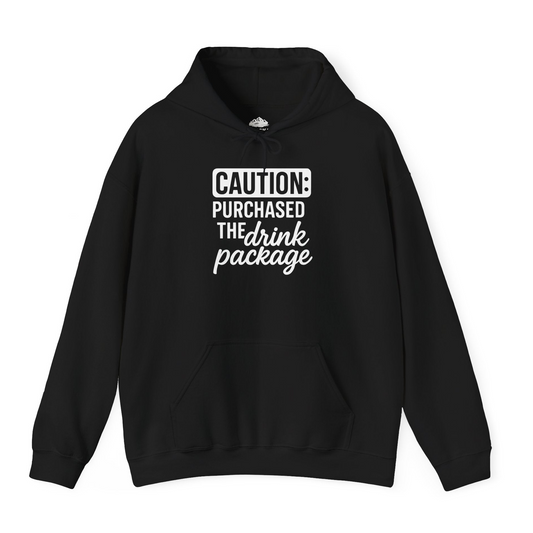 Caution Purchased Drink Package Funny Cruise Vacation T-Shirt — Hoodie Hoodie – Alaska Cruise Shirts