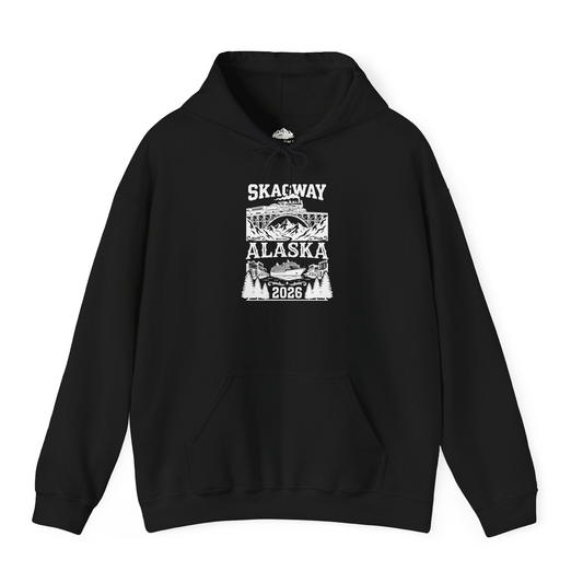 Skagway Alaska Cruise 2026 Shirt with Train and Mountains — Hoodie Hoodie – Alaska Cruise Shirts