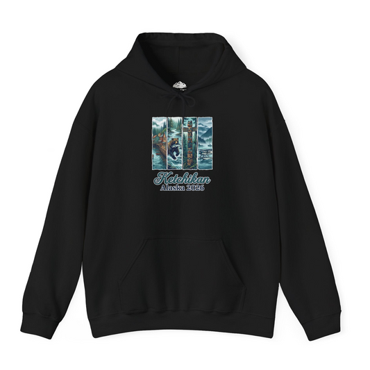 Ketchikan Alaska 2026 Scenic Nature and Totem Pole Art T-Shirt — Hoodie Hoodie – Alaska Cruise Shirts