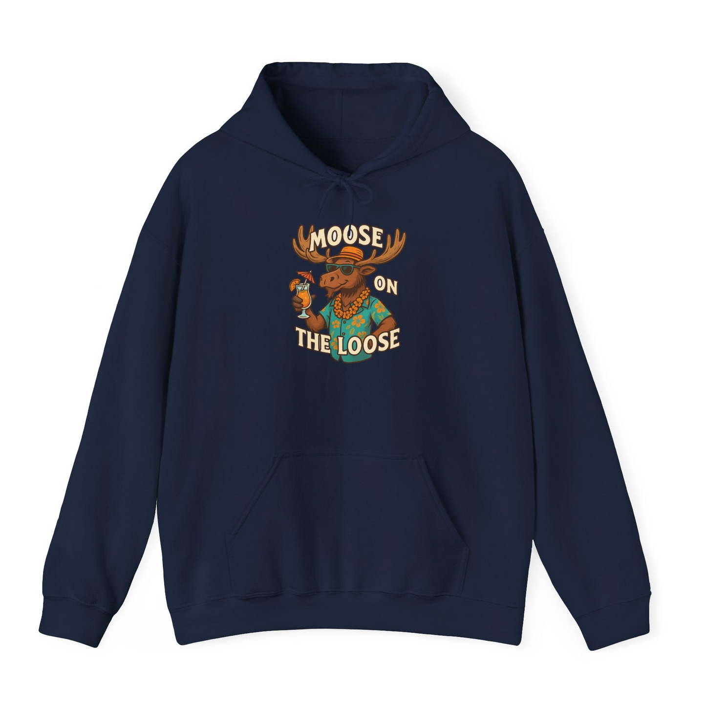 Moose On The Loose Funny Tropical Cartoon Vacation Shirt — Hoodie Hoodie – Alaska Cruise Shirts