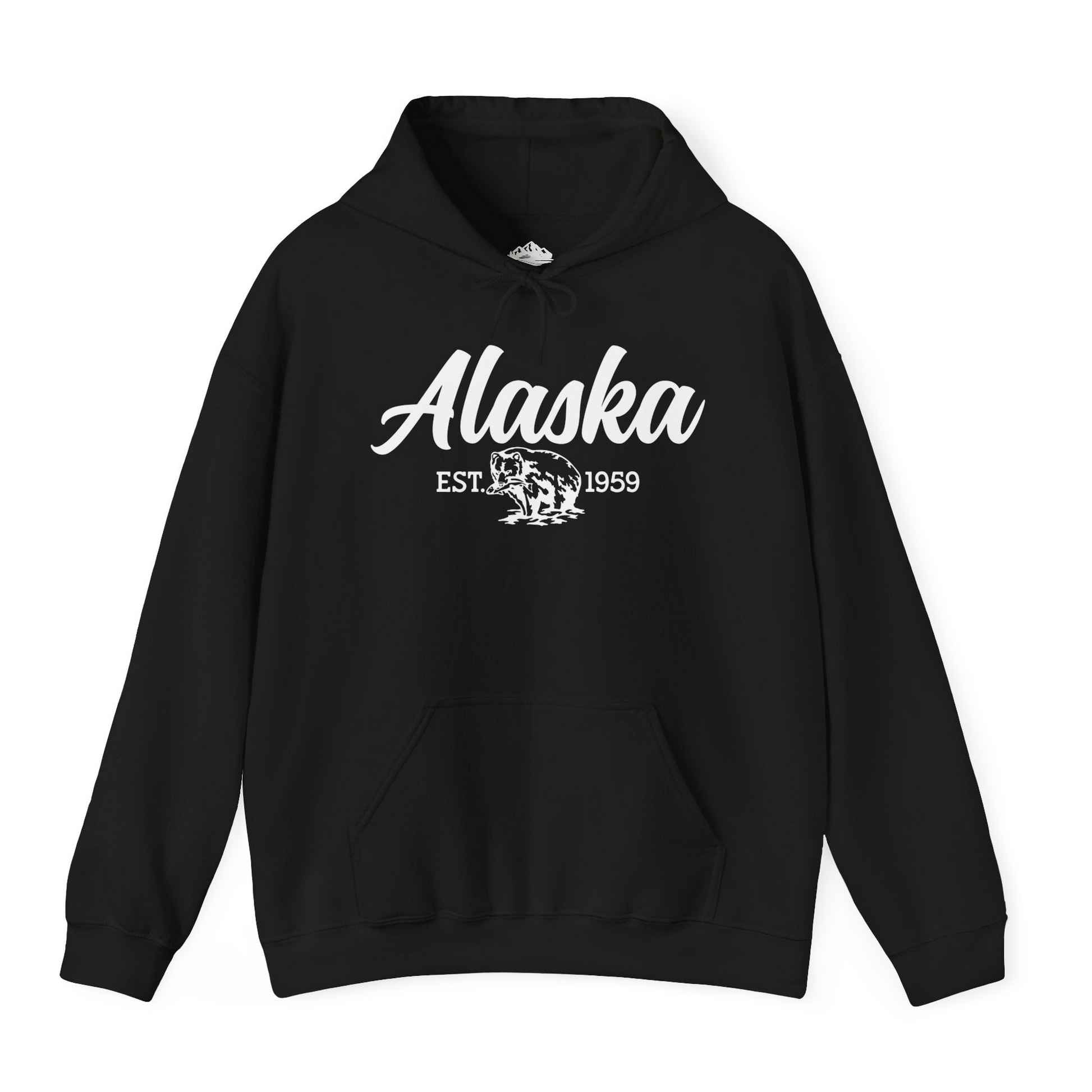 Alaska Bear Est 1959 Vintage Wildlife Graphic Monochrome Shirt — Hoodie Hoodie – Alaska Cruise Shirts