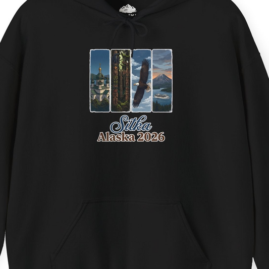 Sitka Alaska 2026 Cruise and Wildlife Souvenir Graphic Shirt — Hoodie Hoodie – Alaska Cruise Shirts Close Up