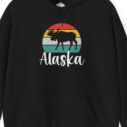 Retro Alaska Moose Silhouette Shirt Hoodie – Alaska Cruise Shirts Close Up