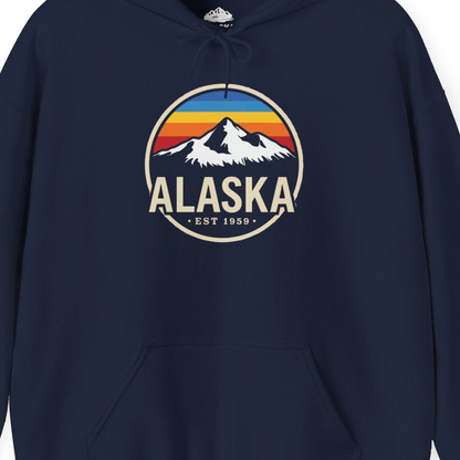 Alaska Vintage Mountain Sunset hoodie Hoodie – Alaska Cruise Shirts Close Up