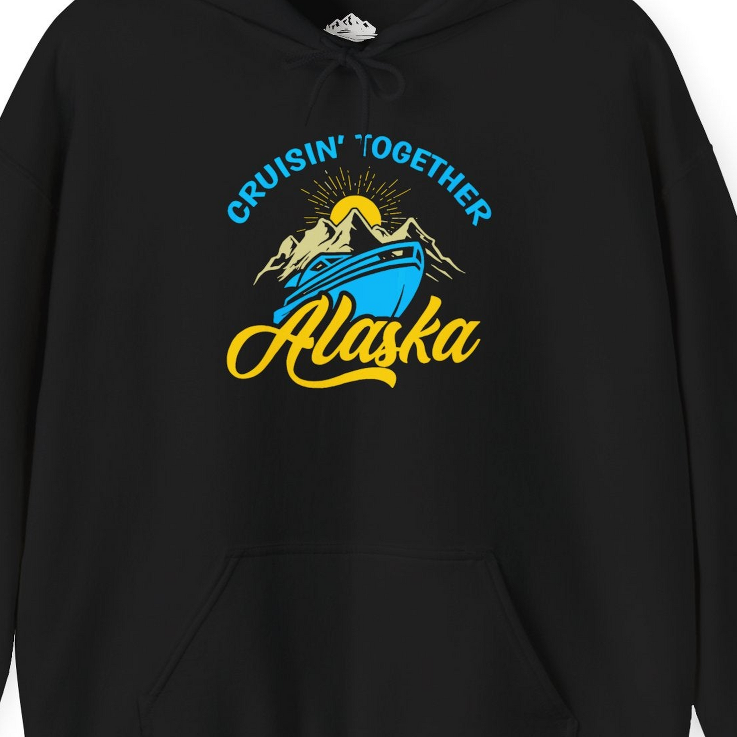 Alaska Cruise Adventure Mountains Sunrise Retro Shirt for Travelers — Hoodie Hoodie – Alaska Cruise Shirts Close Up