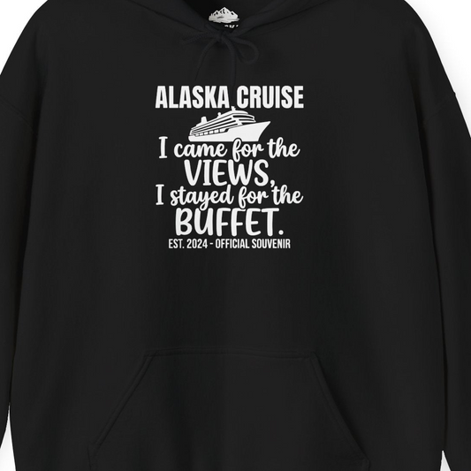 Alaska Cruise Views and Buffet Funny Official Souvenir Shirt — Hoodie Hoodie – Alaska Cruise Shirts Close Up