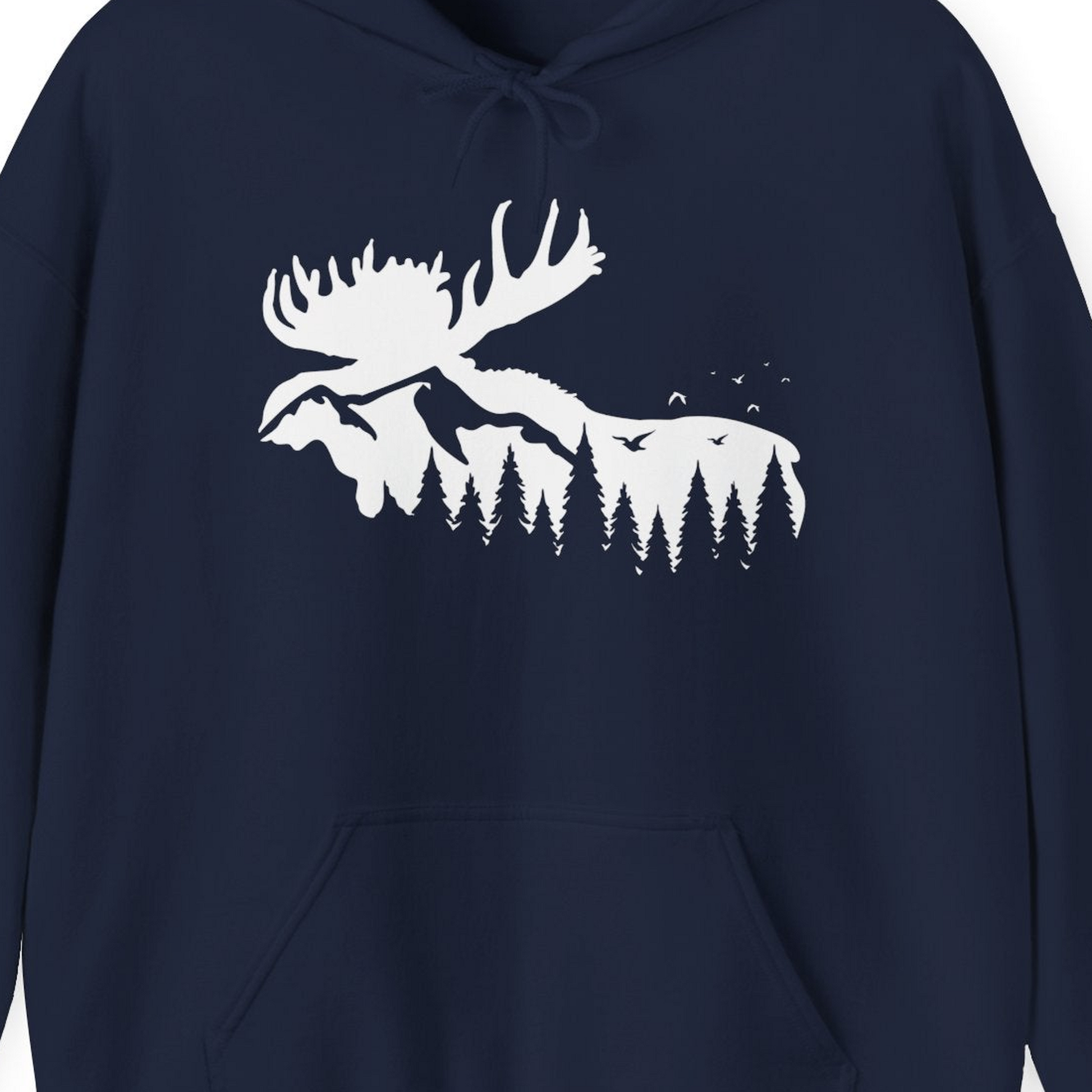 Moose Silhouette Forest Scene Shirt Hoodie – Alaska Cruise Shirts Close Up