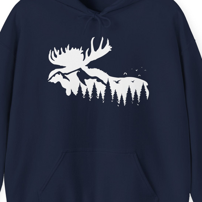Moose Silhouette Forest Scene Shirt Hoodie – Alaska Cruise Shirts Close Up