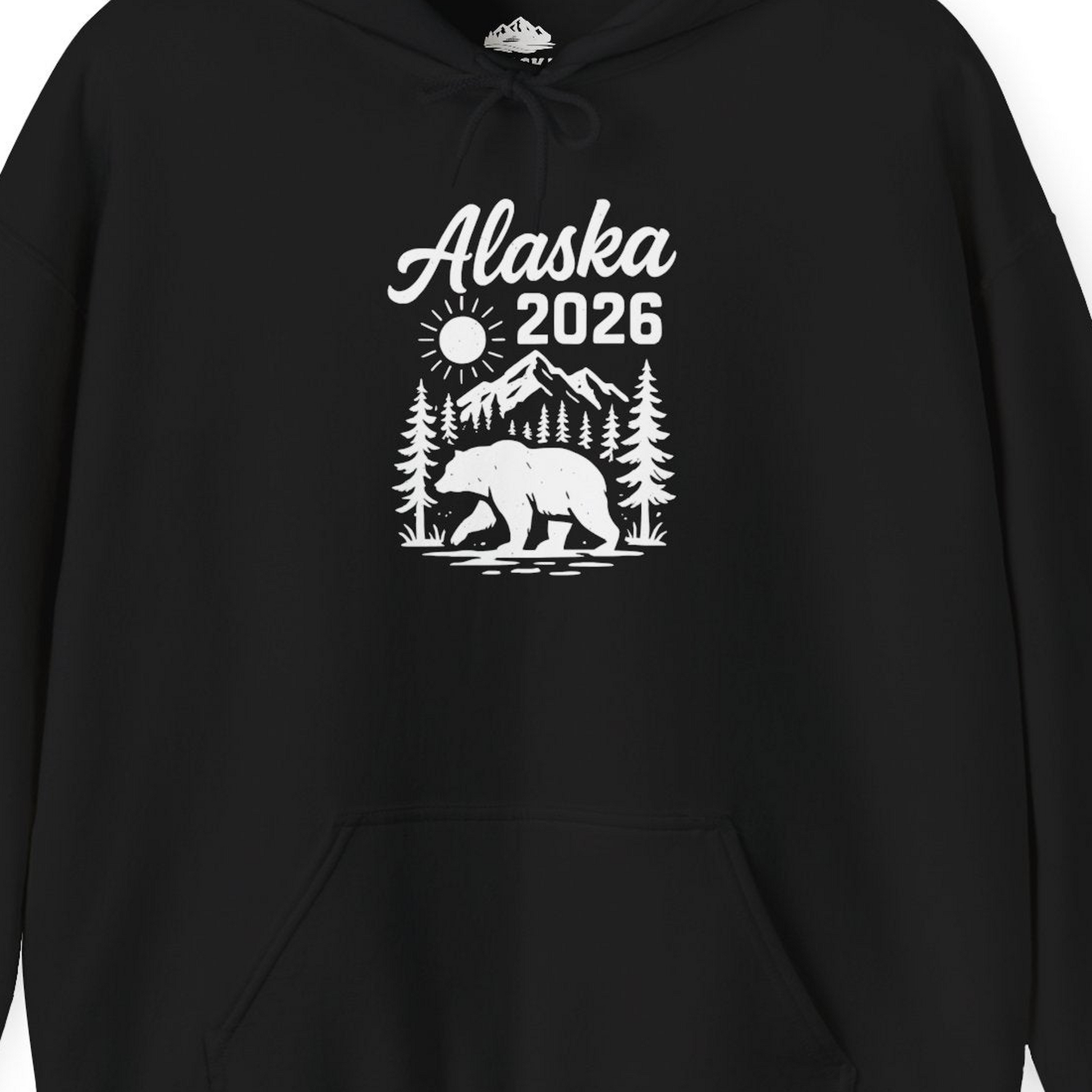Alaska 2026 Bear and Mountains Nature Adventure Shirt — Hoodie Hoodie – Alaska Cruise Shirts Close Up