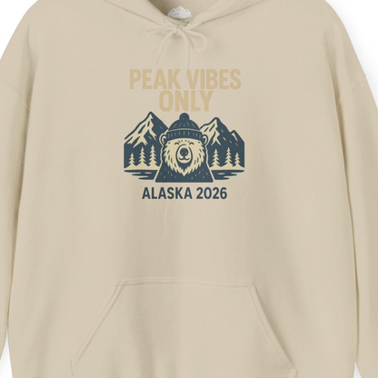 Alaska 2026 Mountain Adventure Bear Hoodie – Alaska Cruise Shirts Close Up