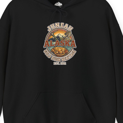 Juneau Alaska Gold Rush Heritage Vintage Travel T-Shirt — Hoodie Hoodie – Alaska Cruise Shirts Close Up