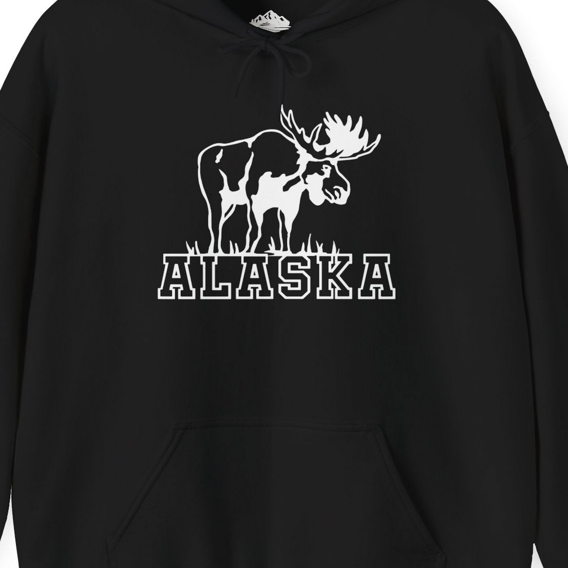 Alaska Moose Silhouette Shirt Hoodie – Alaska Cruise Shirts Close Up