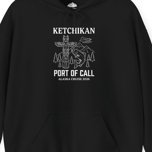 Ketchikan Alaska Cruise Port of Call Totem Wildlife Adventure Shirt — Hoodie Hoodie – Alaska Cruise Shirts Close Up