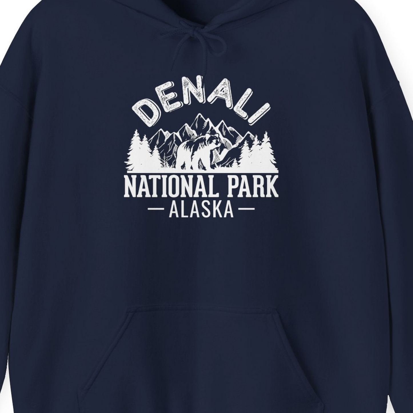 Denali National Park Bear Mountains Vintage Alaska Nature Shirt — Hoodie Hoodie – Alaska Cruise Shirts Close Up