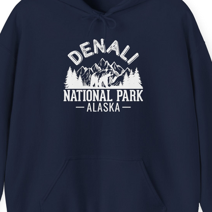 Denali National Park Bear Mountains Vintage Alaska Nature Shirt — Hoodie Hoodie – Alaska Cruise Shirts Close Up