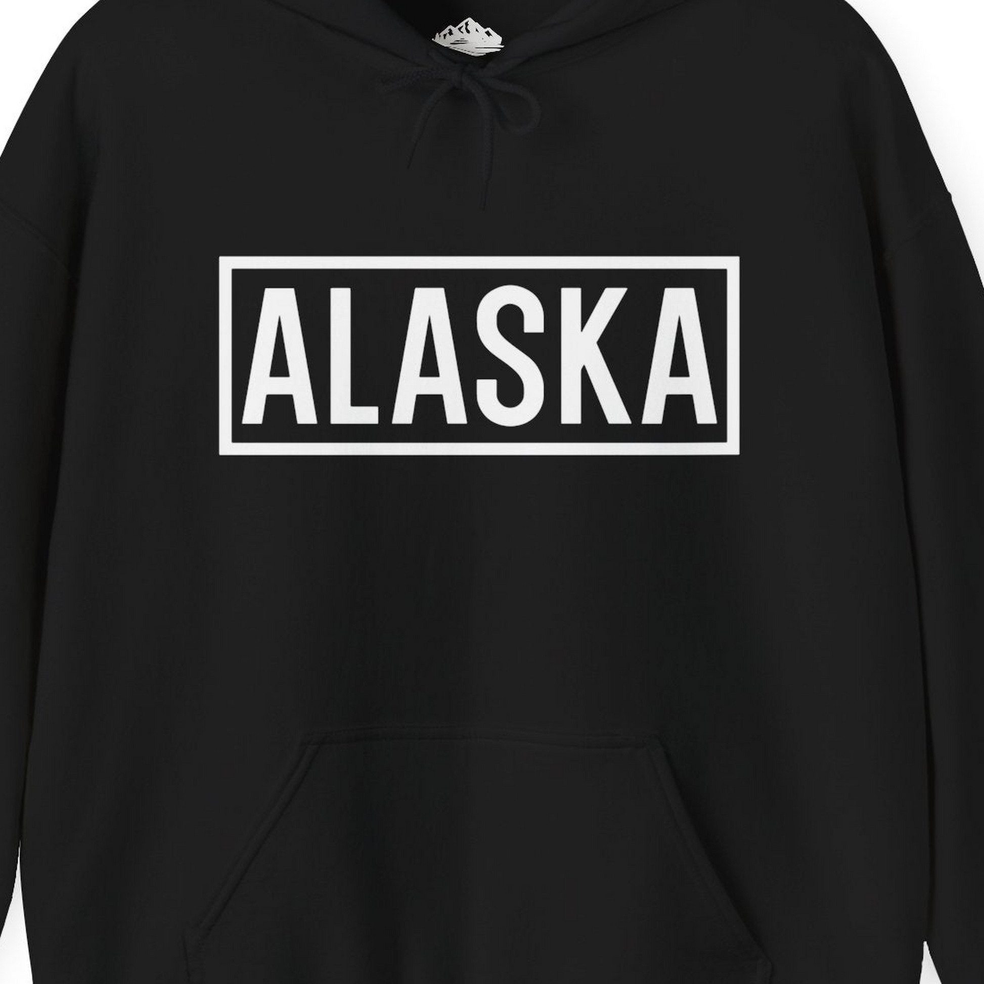 Alaska Bold Text Minimalist Monochrome Graphic Shirt for Travelers — Hoodie Hoodie – Alaska Cruise Shirts Close Up