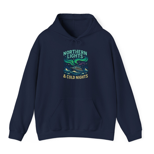 Northern Lights Alaska Cruise Ship Night Adventure Travel Shirt — Hoodie Hoodie – Navy – Alaska Cruise Shirts