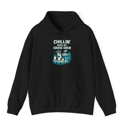Chillin With My Cruise Crew Cute Penguins Alaska Cartoon Shirt — Hoodie Hoodie – Black – Alaska Cruise Shirts