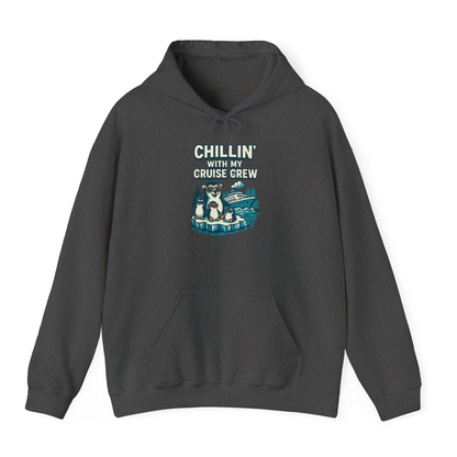 Chillin With My Cruise Crew Cute Penguins Alaska Cartoon Shirt — Hoodie Hoodie – Dark Heather – Alaska Cruise Shirts