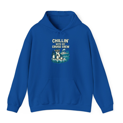 Chillin With My Cruise Crew Cute Penguins Alaska Cartoon Shirt — Hoodie Hoodie – Royal – Alaska Cruise Shirts