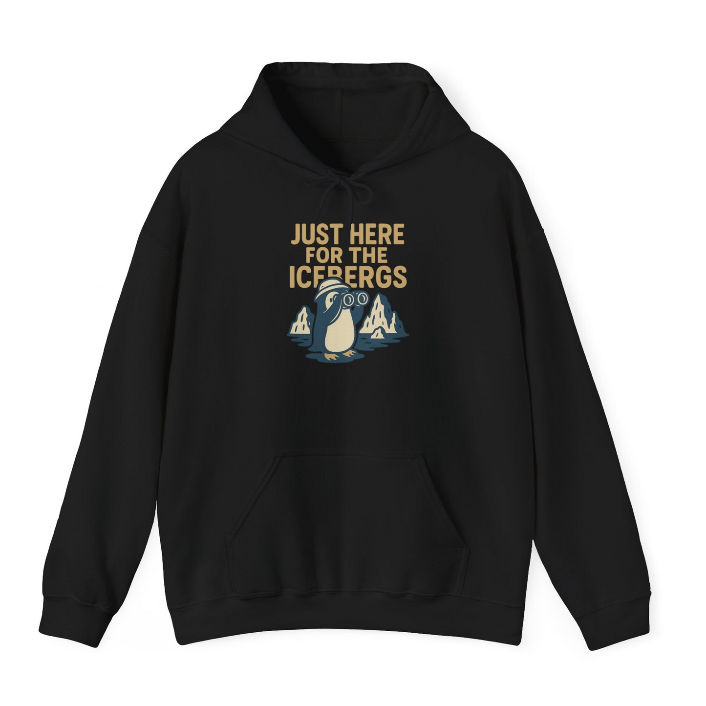 Just Here For The Icebergs Penguin Shirt Hoodie – Black – Alaska Cruise Shirts