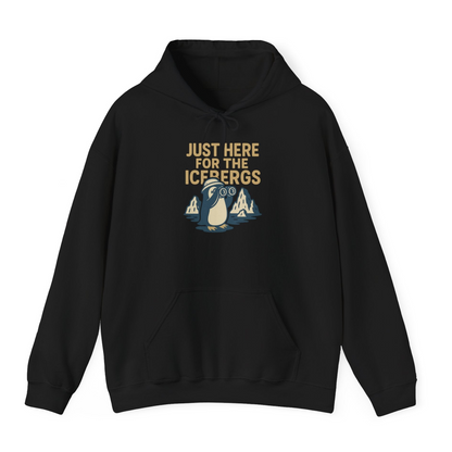 Just Here For The Icebergs Penguin Shirt Hoodie – Black – Alaska Cruise Shirts