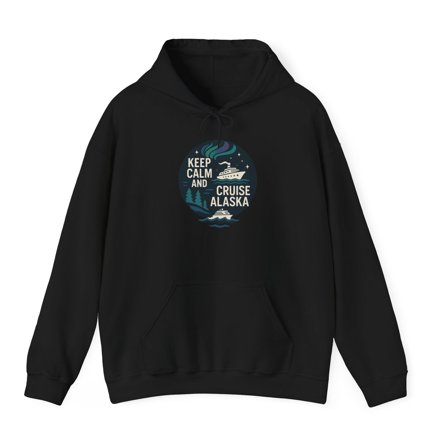 Keep Calm Cruise Alaska Shirt Hoodie – Black – Alaska Cruise Shirts