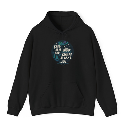 Keep Calm Cruise Alaska Shirt Hoodie – Black – Alaska Cruise Shirts